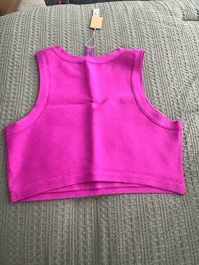 SKIMS Hot Pink Cropped Swim Coverup Tank
